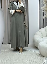 C Linen Beige Winter Coat Abaya – Crystal Abaya Studio