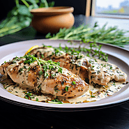 Keto Chicken Recipe with a sprinkle of dried rosemary, thyme, oregano and fresh parsley