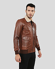 Checkout For Marcel Brown Bomber Leather Jacket by NYC Leather Jackets