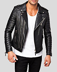 Checkout For Ambrose Black Quilted Lambskin Leather Jacket by NYC Leather Jackets
