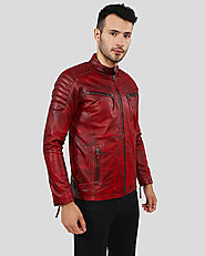 Checkout For Asher Red Quilted Leather Jacket by NYC Leather Jackets