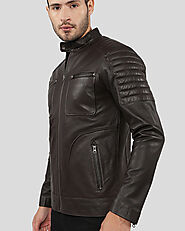 Checkout For Astro Brown Racer Quilted Leather Jacket by NYC Leather Jackets