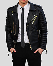 Checkout For Beckett Black Quilted Leather Jacket by NYC Leather Jackets