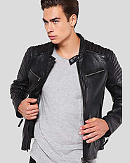 Checkout For Greg Black Leather Racer Jacket by NYC Leather Jackets
