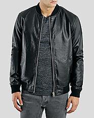 Checkout For Bailei Black Bomber Leather Jacket by NYC Leather Jackets