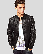 Checkout For Reggie Black Bomber Leather Jacket by NYC Leather Jackets