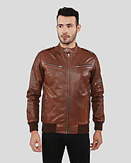 Checkout For Fonz Brown Bomber Leather Jacket by NYC Leather Jackets
