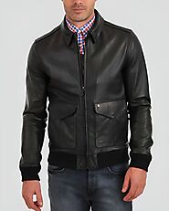 Get Osian Black Bomber Leather Jacket: NYC Leather Jackets