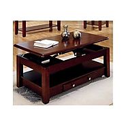 Lift-top Coffee Table in Cherry Finish with Storage Drawers and Bottom Shelf by lift top table