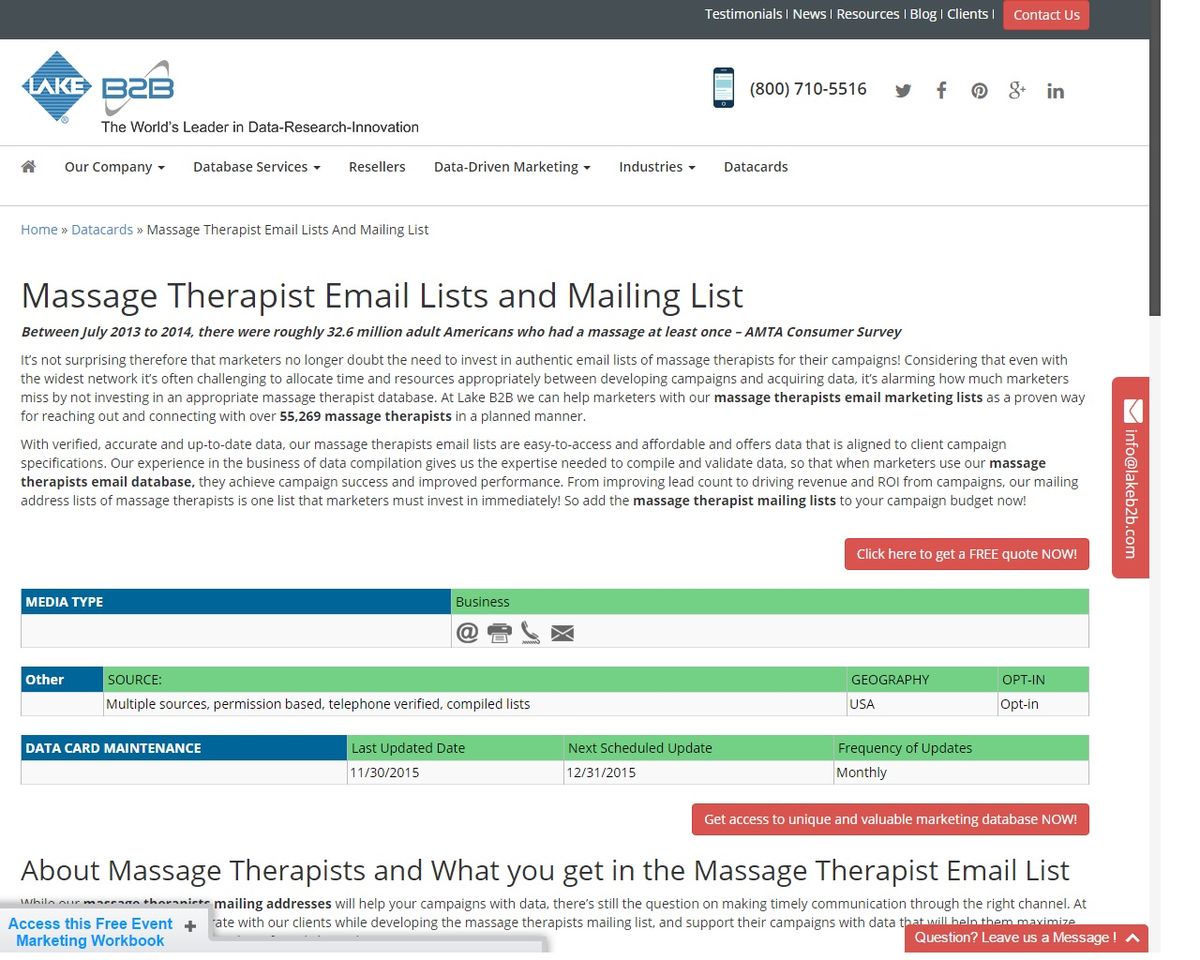 Headline for Secure business success through planned-competitive campaigns with our email list of Massage Therapists