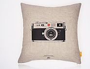 OJIA Decorative 18 x 18 Inch Cotton Blend Linen Throw Pillow Cover Cushion Case , Vintage cameras