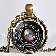 Vintage Camera Lens Necklace Black Bronze Red Photograper Pendant Camera Pendant Gift for Photographer Not an Actual ...