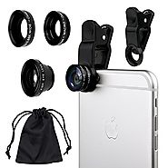 Camkix Universal 3 in 1 Cell Phone Camera Lens Kit - Fish Eye Lens / 2 in 1 Macro Lens & Wide Angle Lens / Universal ...