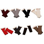 Sunward New Womens Lace Knitted Fingerless Gloves Arm Warmer Thumb Hole Mittens