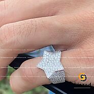 14k White Gold Star Diamond Ring
