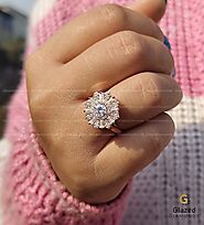 14k Rose Gold Round Baguette Diamond Vintage Cluster Ring