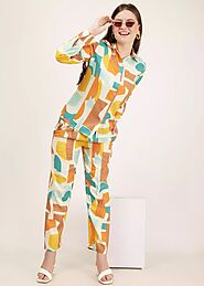 Buy Women Multi Color Abstract Cotton Co-ord Set – GargiStyle