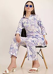 Women Floral Printed Purple Rayon Co-ord Set – GargiStyle