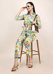 Buy Women Cotton Blend Multicolor Abstract Printed Co-ord Set – GargiStyle