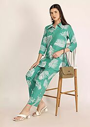 Buy Women Sea Green Floral Printed Rayon Co-ord Set – GargiStyle