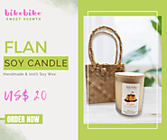 Flan Soy Candle (#1 Flan) With Handwoven Bag