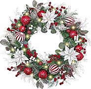 Outdoor Lighted Artificial Christmas Wreaths For The Front Door – Cordless
