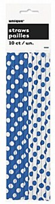 Blue Dots Drinking Straws