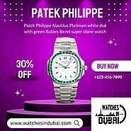 Patek Philippe Nautilus 5711/112P Platinum white dial with green Rubies Bezel super clone watch