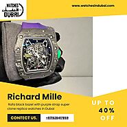Richard Mille rafa black bazel with purple strap super clone replica watches in Dubai