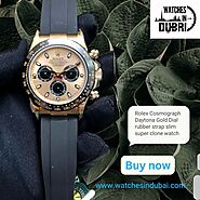 Rolex Cosmograph Daytona Gold Dial rubber strap slim super clone watch