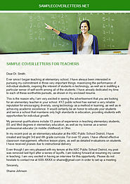 Sample Cover Letters for Teachers