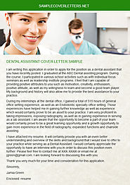Dental Assistant Cover Letter Sample