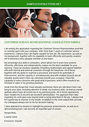 Customer Service Representative Cover Letter Sample