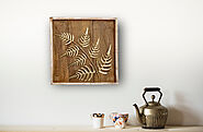 Gold Fern Leaf II Natural Wood Wall Plaque - Global Glory