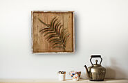 Gold Fern Leaf II Natural Wood Wall Plaque - Global Glory