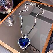 Titanic Heart of The Ocean Sapphire Crystal Necklace Silver Plated (Replica) – Tophatter's Smashing Daily Deals | Sho...