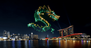 Witness the Skies Illuminate: Dragon-Themed Drone Light Show at Marina Bay in February 2024.