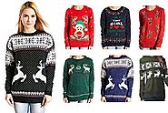 V28® Women's Christmas Reindeer Snowflakes Sweater Pullover