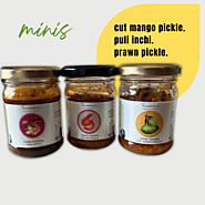 mini trio: prawn pickle, cut mango pickle & puli inchi combo – tocco