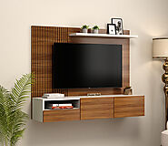Buy Hailey Engineered Wood Wall-Mounted Tv Unit with Shelf & Drawers (Exotic Teak Finish) Online in India at Best Pri...
