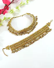 Gold Stone Traditional Layered Anklet For Women in USA