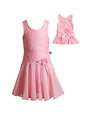 "Pink Lace" Skirted Leotard with Matching Outfit for 18 inch Play Doll