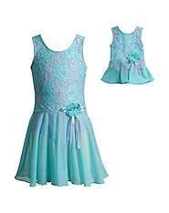 "Aqua Lace" Skirted Leotard with Matching Outfit for 18 inch Play Doll