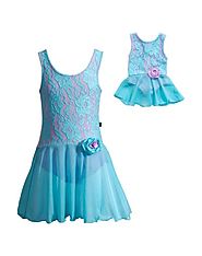 "Blue Lace" Dance Set with Matching Outfit for 18 inch Play Doll