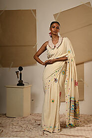 TB Off White Lambadi Saree | Sustainable Indo-Western Wear by Prathaa – Prathaa-weaving traditions