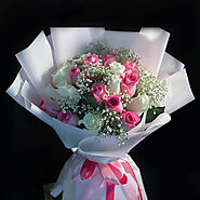 Mirage Roses Bouquet | Hand-tied Pink & White Roses | Aiwa Flowers