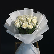 Heavenly Rose Bouquet | White Rose Bouquet | Flower Deliver Dubai – Aiwa Flowers