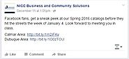 NICC Business and Community Solutions rewards Facebook followers with early access to content
