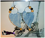 Blue Earrings With Wooden Beads