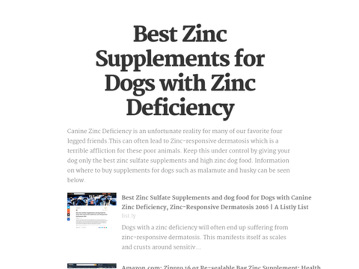 Best Zinc Sulfate Supplements and dog food for Dogs with Canine Zinc